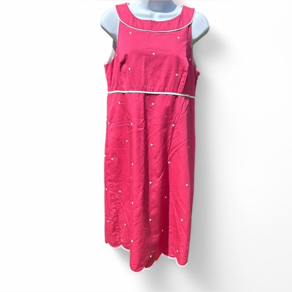 Pink Sleeveless Dress with White polka dots